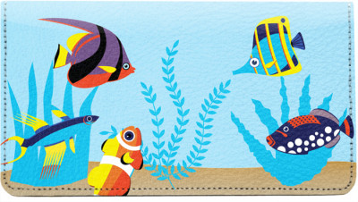 Whimsical Fish Leather Checkbook Cover | CDP-GEP87