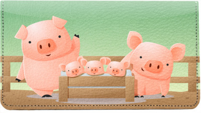 Happy Animal Family Leather Checkbook Cover | CDP-GEP91
