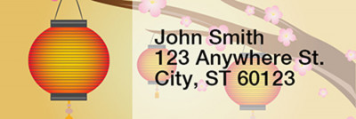 Oriental Lanterns Rectangle Address Labels | LRRGEP-95