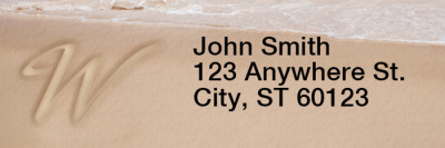 Sand Written Monogram W Rectangle Address Labels | LRRMONO-07W