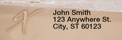 Sand Written Monogram X Rectangle Address Labels | LRRMONO-07X