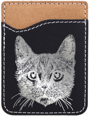 Tabby Cat Engraved Leather Phone Wallet | PLE-00002