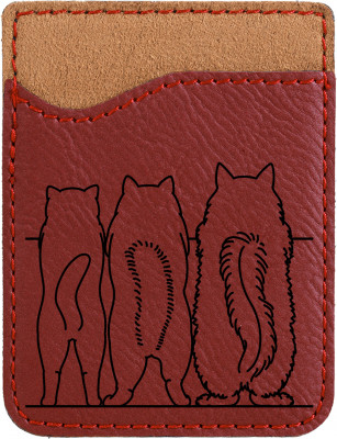 Cat Tails Engraved Leather Phone Wallet | PLE-00003