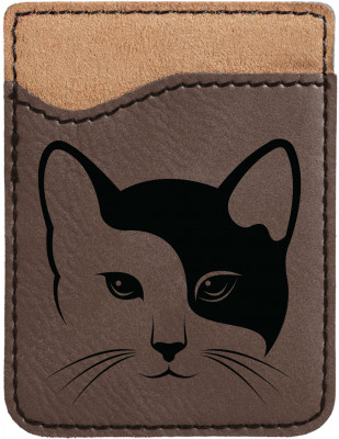 Yin Yang Kitty Engraved Leather Phone Wallet | PLE-00004