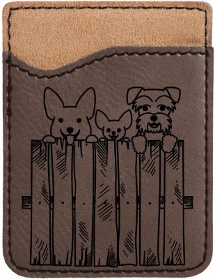 Peeking Pups Engraved Leather Phone Wallet | PLE-00007