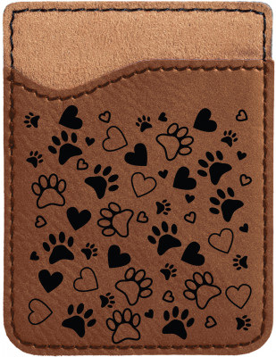 Paw Prints Engraved Leather Phone Wallet | PLE-00008