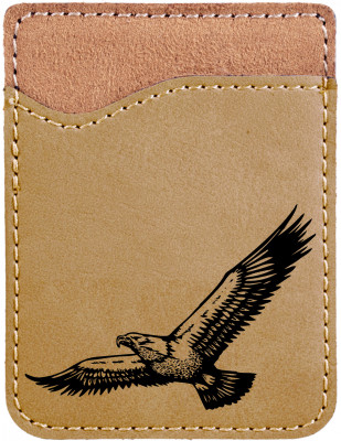 Soaring Eagle Engraved Leather Phone Wallet | PLE-00010