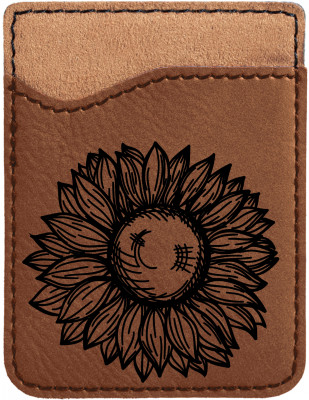 Sunflower Engraved Leather Phone Wallet | PLE-00014