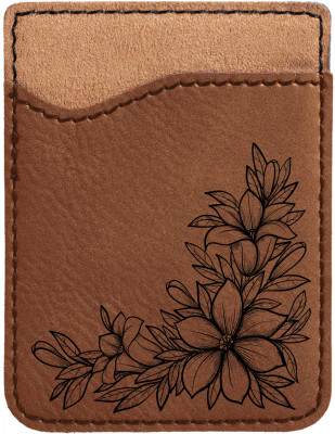 Floral Filigree Engraved Leather Phone Wallet | PLE-00015
