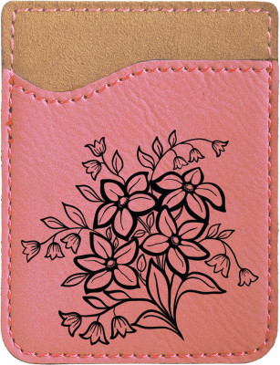 Spring Flowers Engraved Leather Phone Wallet | PLE-00016