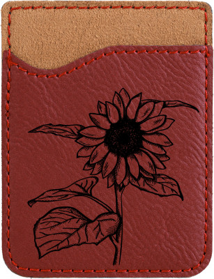 Joyous Sunflower Engraved Leather Phone Wallet | PLE-FLO77