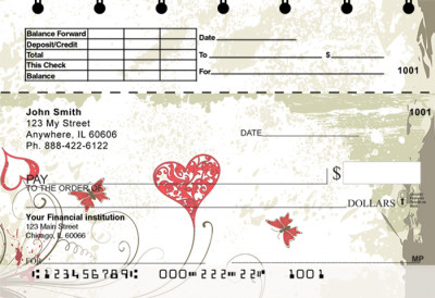 Grunge Hearts Top Stub Personal Checks | TSLOV-11