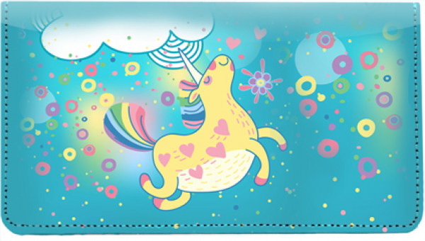 Cartoon Unicorns Leather Checkbook Cover | CDP-FUN98