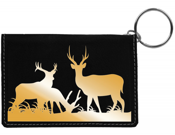 Grazing Deer Engraved Leather Keychain Wallet | KLE-00013