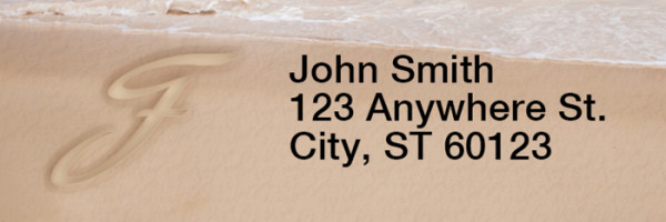 Sand Written Monogram F Rectangle Address Labels | LRRMONO-07F