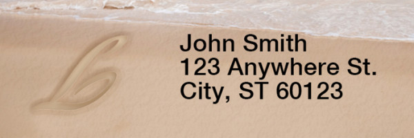 Sand Written Monogram L Rectangle Address Labels | LRRMONO-07L