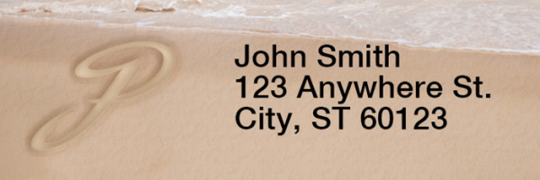 Sand Written Monogram P Rectangle Address Labels | LRRMONO-07P