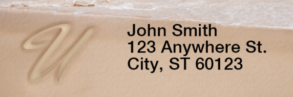 Sand Written Monogram U Rectangle Address Labels | LRRMONO-07U