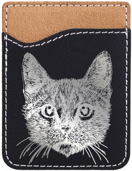 Tabby Cat Engraved Leather Phone Wallet | PLE-00002