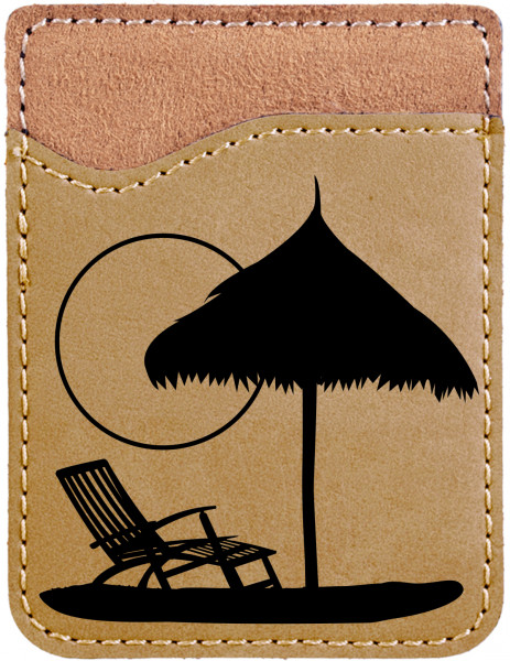 Paradise Beach Engraved Leather Phone Wallet | PLE-00005