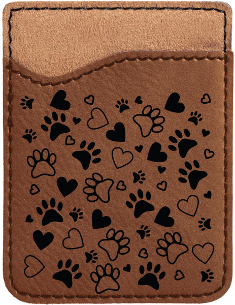 Paw Prints Engraved Leather Phone Wallet | PLE-00008