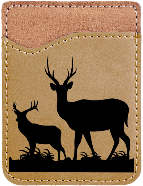 Grazing Deer Engraved Leather Phone Wallet | PLE-00013