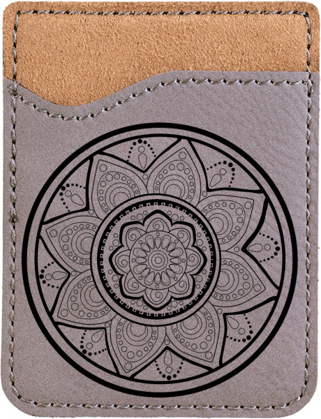 Mandala Engraved Leather Phone Wallet | PLE-00017