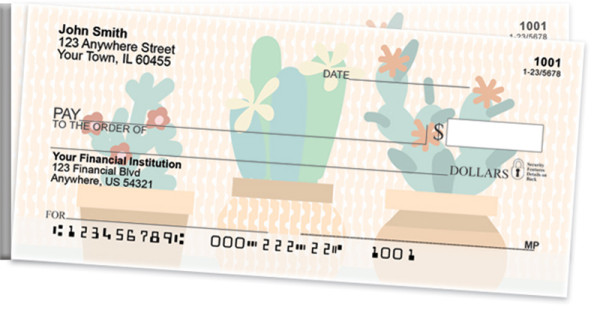 Colorful Cacti Side Tear Personal Checks | STFLO-001