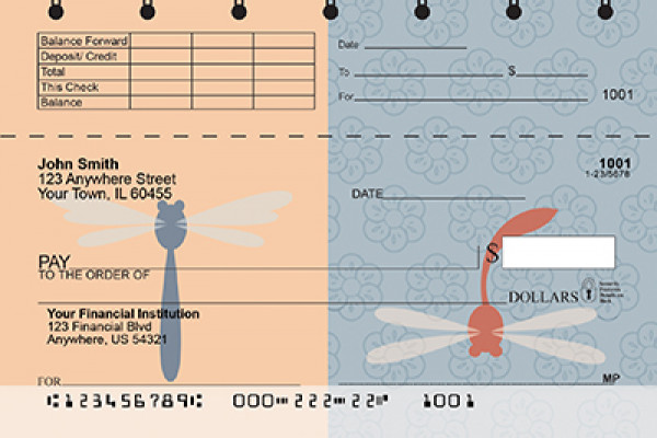 Retro Dragonflies Top Stub Checks | TSANI-008
