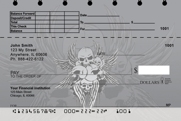 Stylish Skulls Top Stub Personal Checks | TSGEP-60