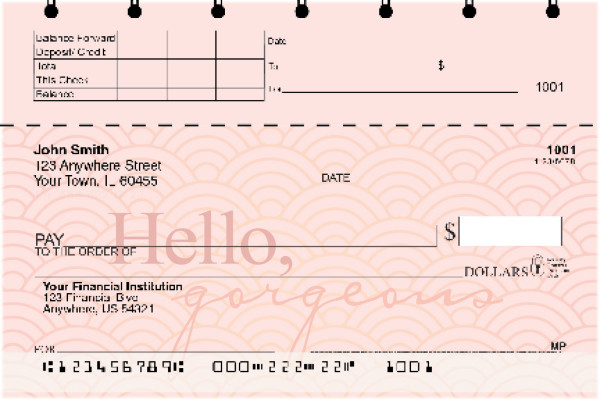 Hello, Gorgeous Top Stub Personal Checks | TSLOV-21